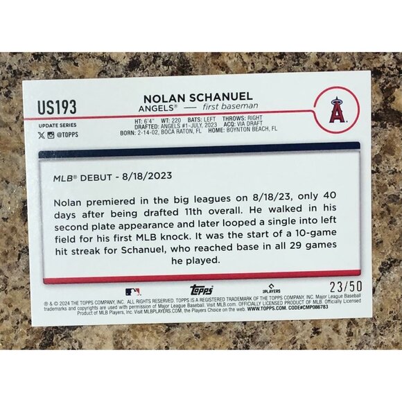 2024 Topps Update Nolan Schanuel Skull Emoji SSP Rookie Card RC 23/50 - Picture 2 of 4